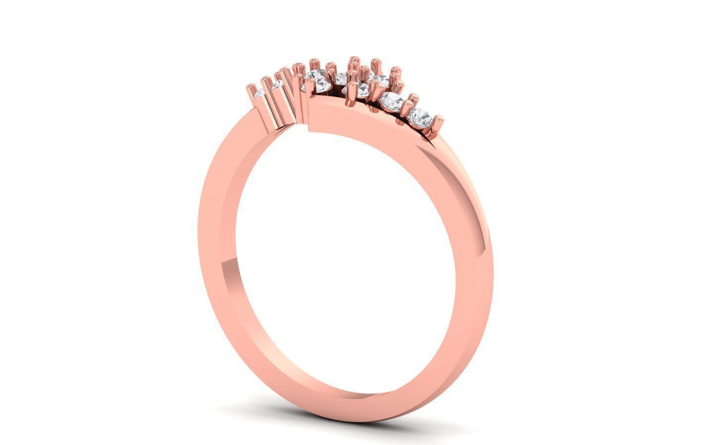 Multi Diamond Engagement Wedding Bypass Ring 3D print model_1