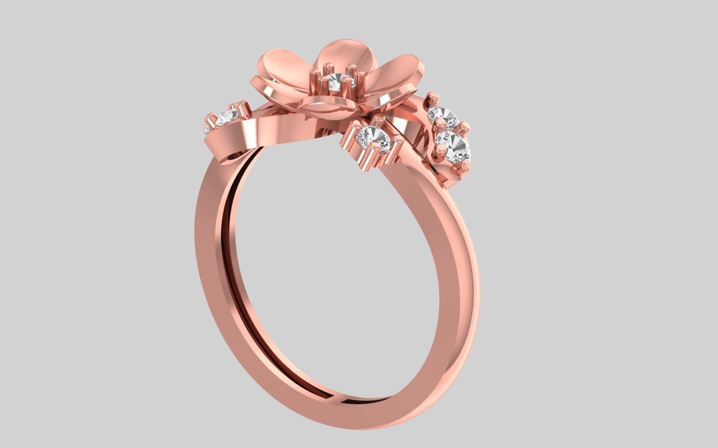 Lotus Flower Bridal Engagement Ring  3D print model_1