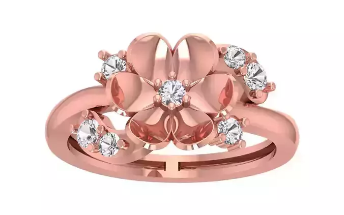 Lotus Flower Bridal Engagement Ring  3D print model