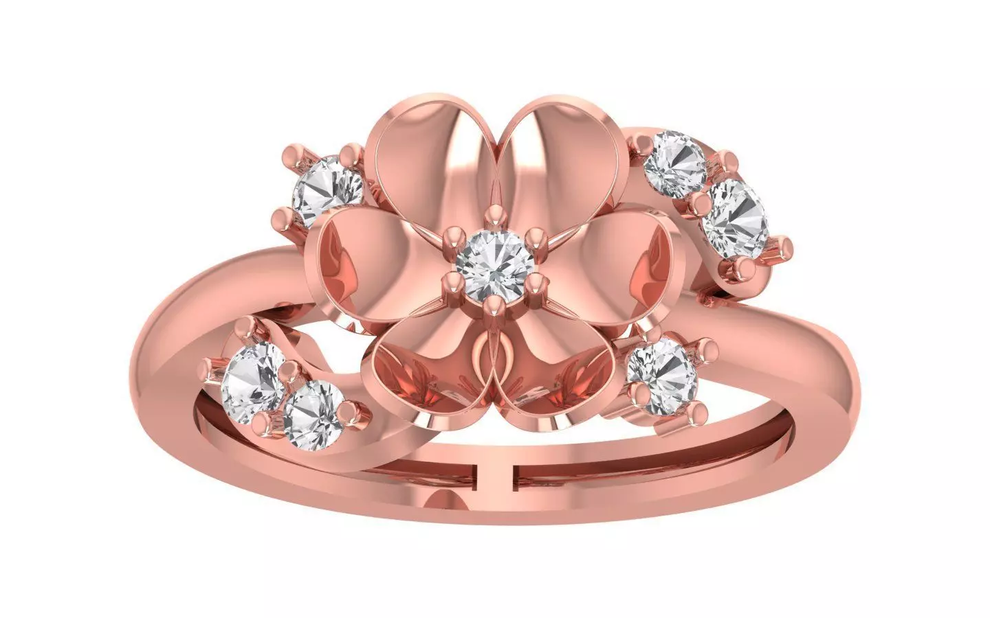 Lotus Flower Bridal Engagement Ring  3D print model_0