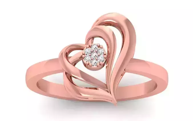 Solitaire Heart Ring 3dm STL OBJ FBX Renders Details