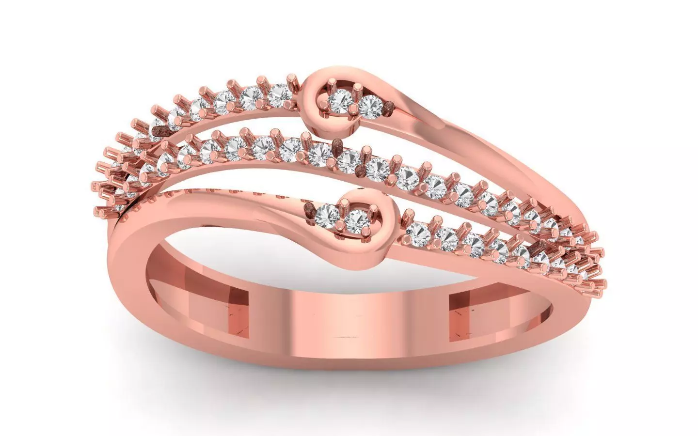 Dimaond Fashion Wedding Three Band Ring 3dm STL OBJ Details 3D print model_0