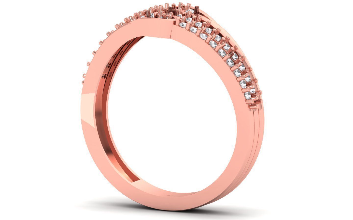 Dimaond Fashion Wedding Three Band Ring 3dm STL OBJ Details 3D print model_1