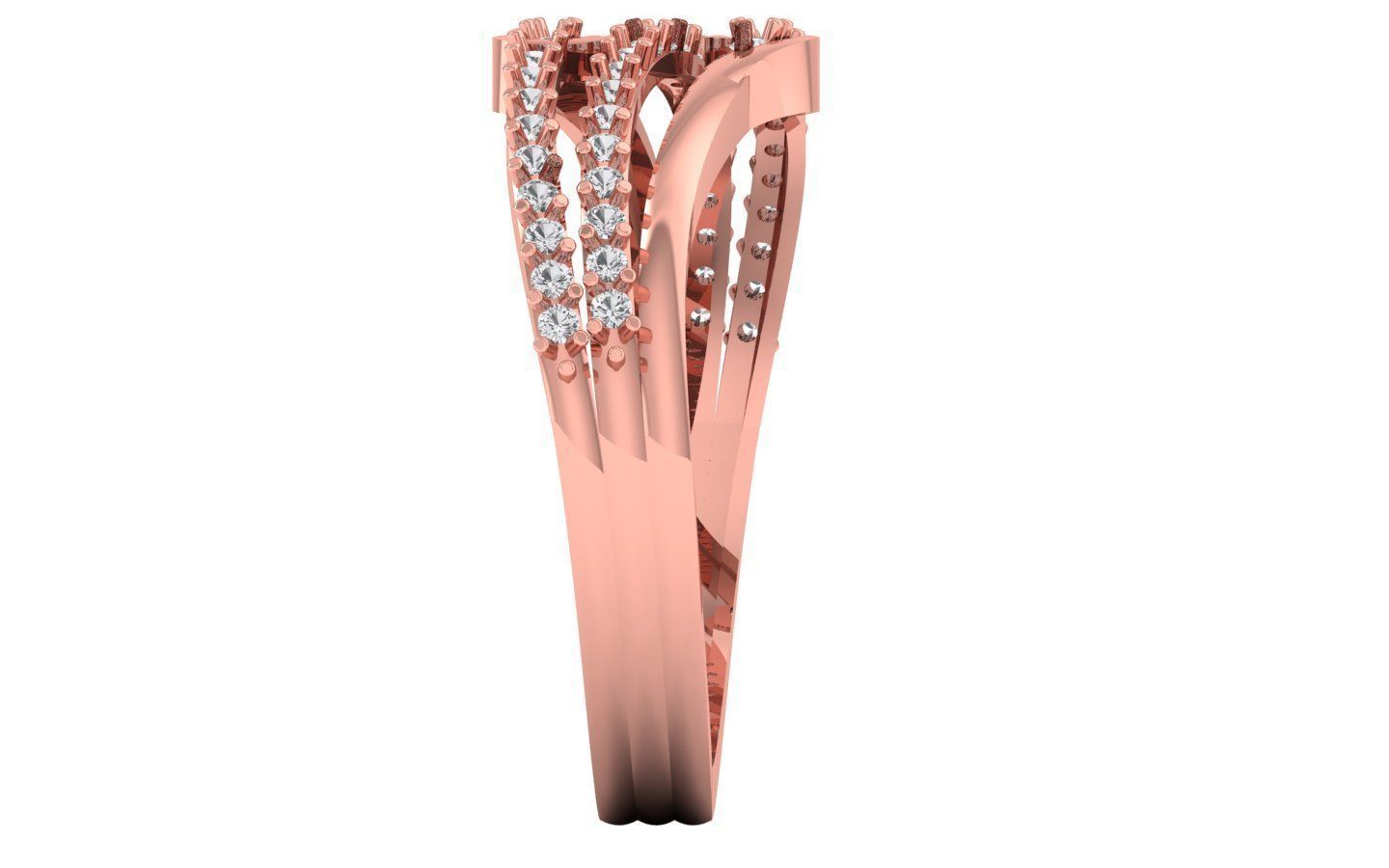 Dimaond Fashion Wedding Three Band Ring 3dm STL OBJ Details 3D print model_2