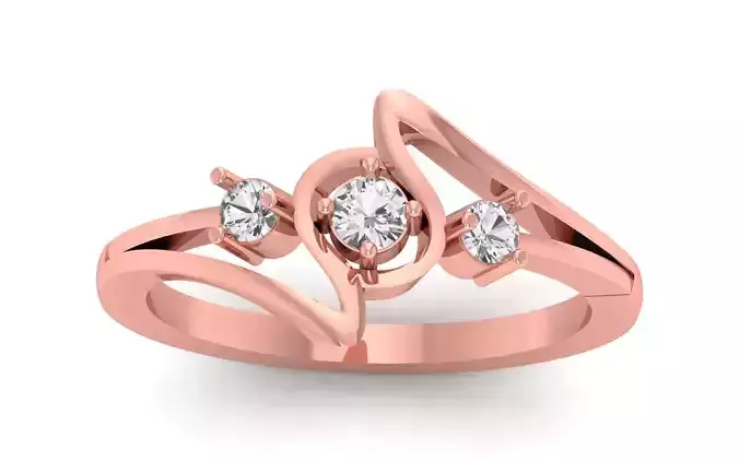 Three Stone Wedding Double Band Ring