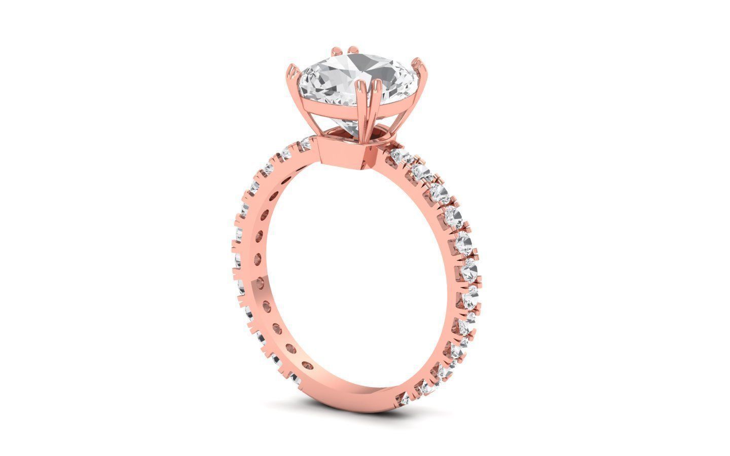 Cushion Diamond Pave Engagement Ring 3D Printable  3D print model_1