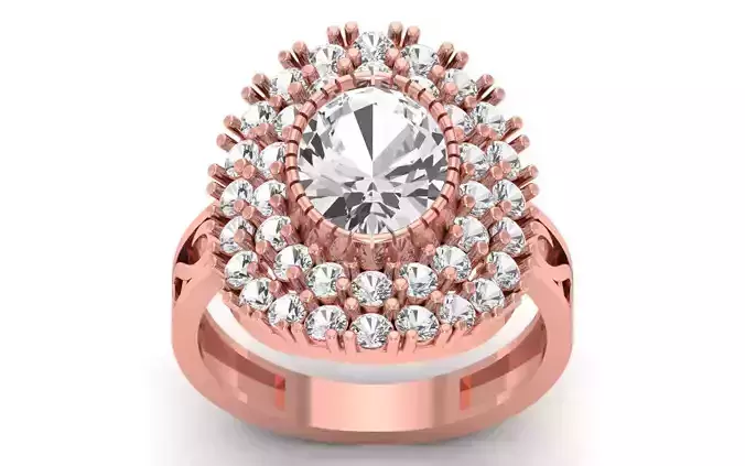 Round Diamond Oval Shaped Bridal Wedding Ring