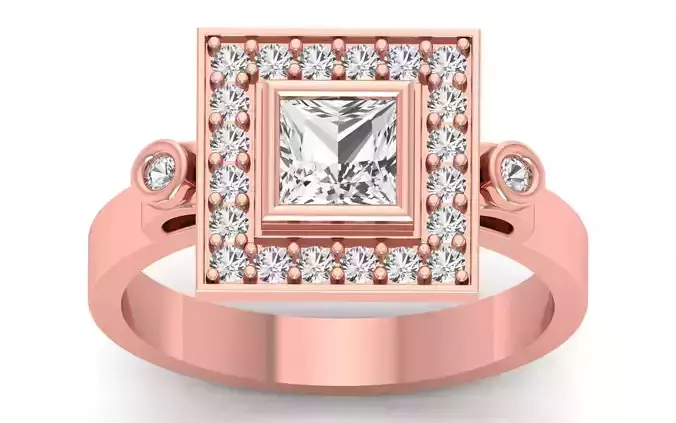 Square Shape Diamond Ring 3dm STL OBJ FBX Renders Details