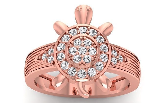Solitaire turtle Ring 3dm STL OBJ FBX Renders Details 3D print model