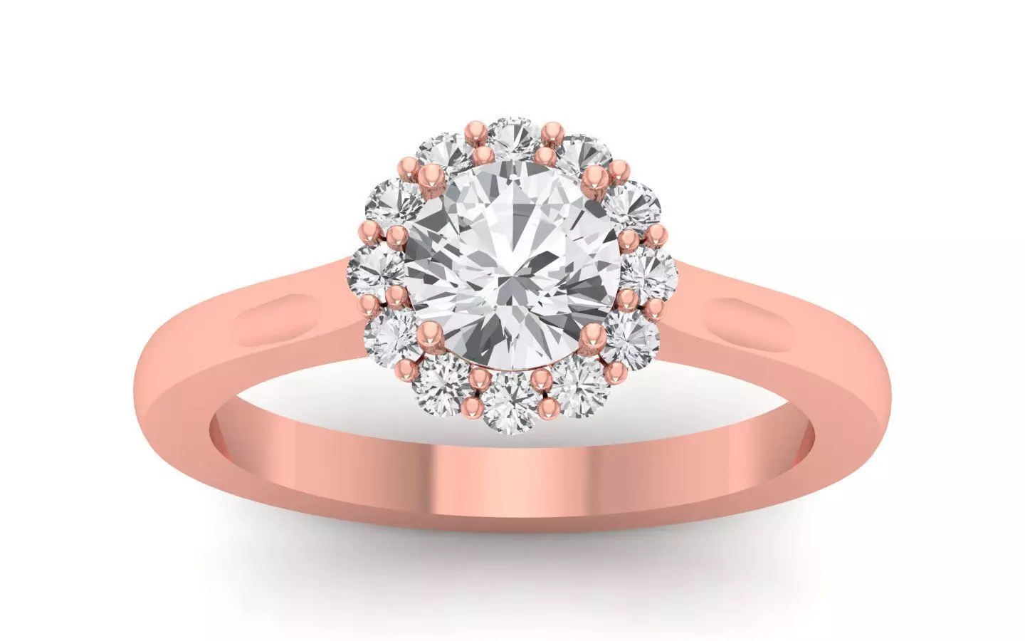 Solitaire Cluster Wedding Ring 3dm STL OBJ FBX Renders Details 3D print model_0