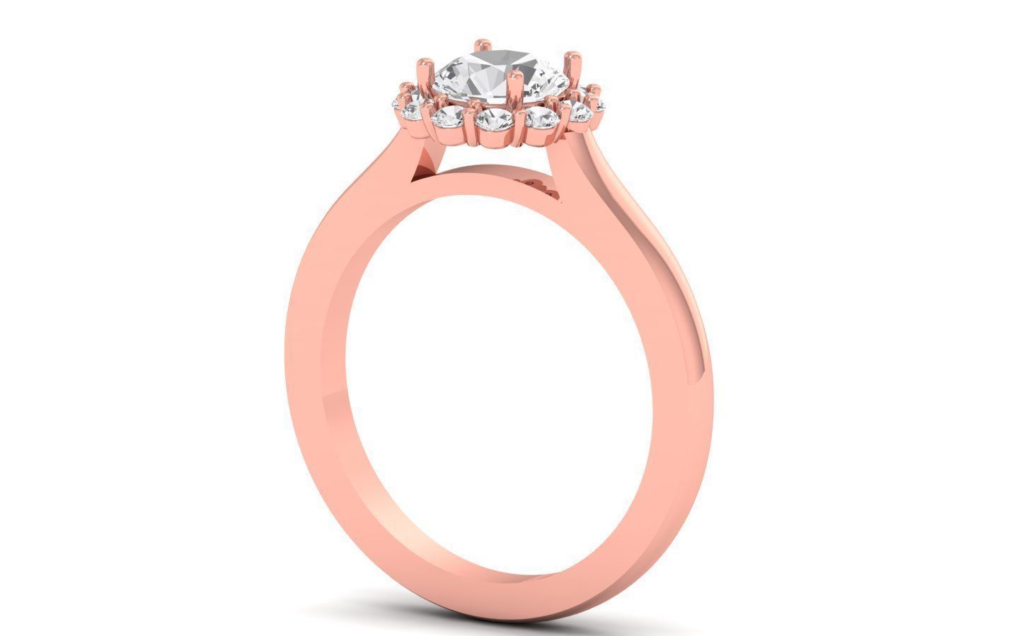 Solitaire Cluster Wedding Ring 3dm STL OBJ FBX Renders Details 3D print model_1