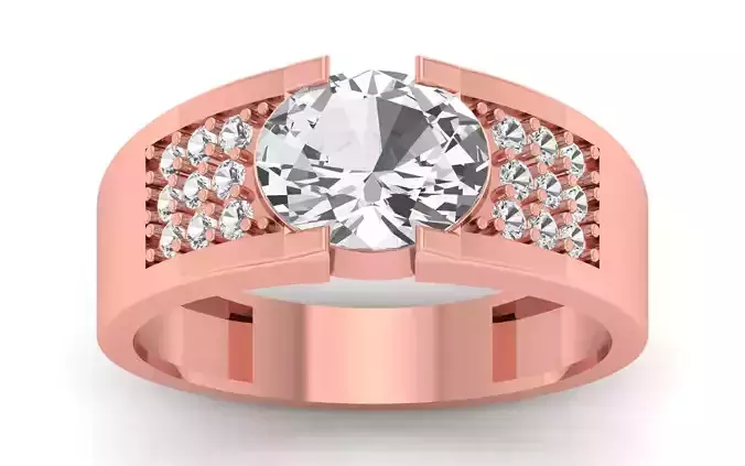 Round Stone Assent Engagement Ring 3dm STL OBJ FBX Renders 