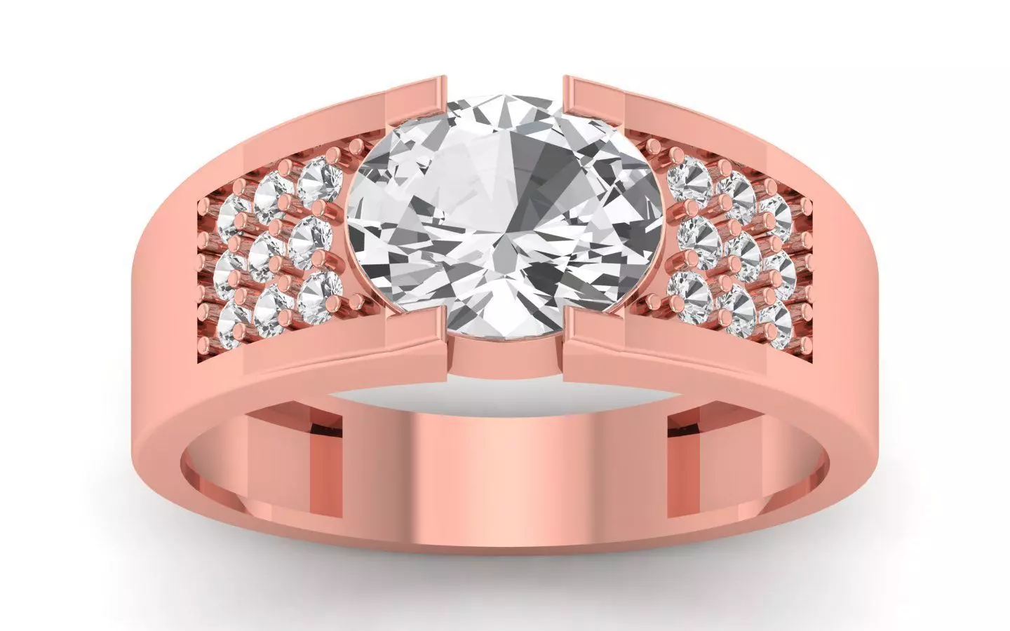 Round Stone Assent Engagement Ring 3dm STL OBJ FBX Renders 3D print model