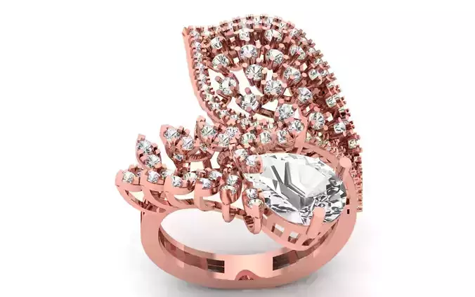 Open End Pear Diamond Wedding Ring 3dm STL OBJ FBX Details 3D print model