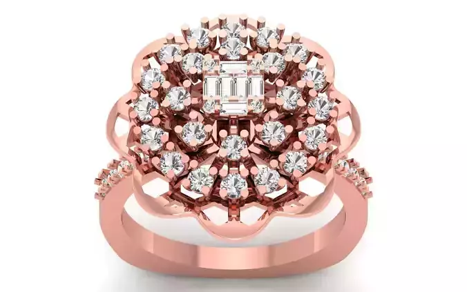 Women Flower Bridal Ring 3dm STL OBJ FBX Renders Details