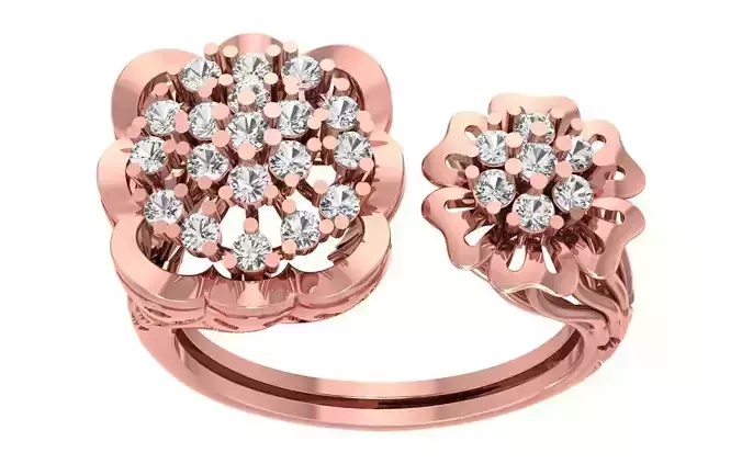 Open End Cluster Flower Ring 3dm STL Renders Details 3D print model
