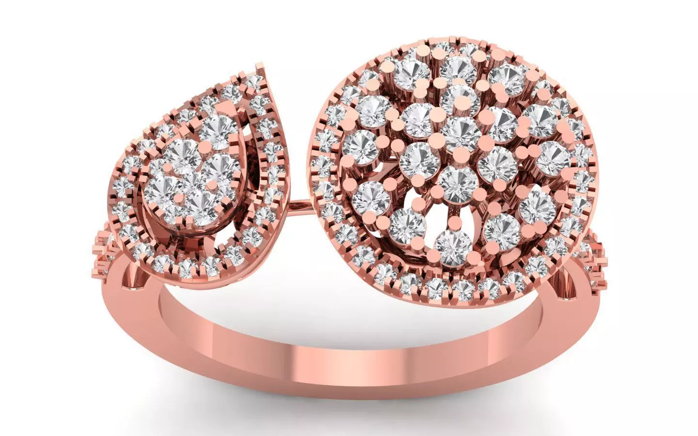 Open End Cluster Flower Ring  3D print model_0