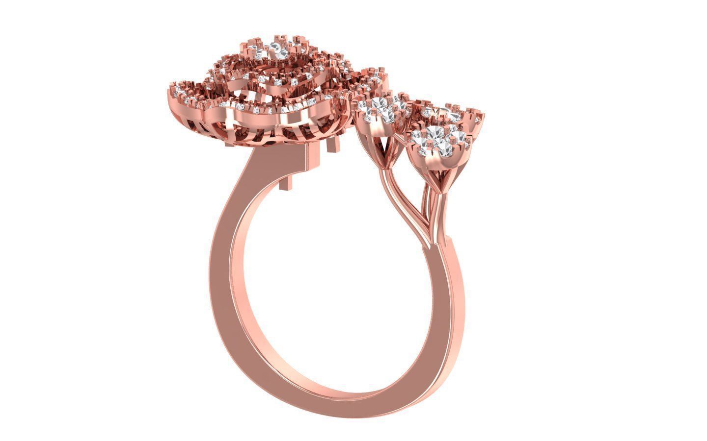 Open End Flower Ring 3dm STL OBJ FBX Renders Details 3D print model_2