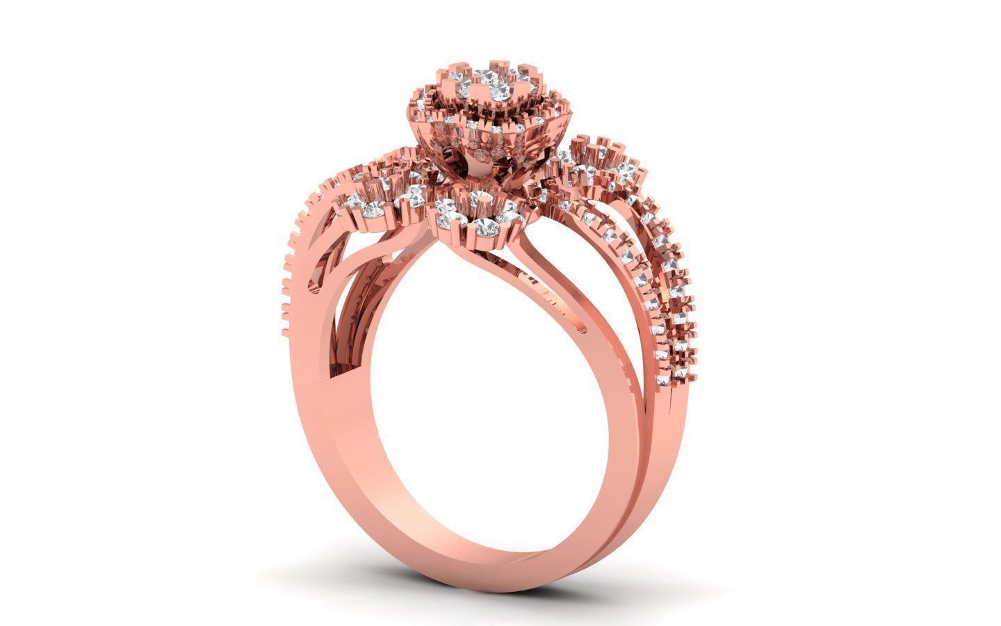 Open End Engagement Four Band Ring 3dm STL OBJ Renders Details 3D print model_1