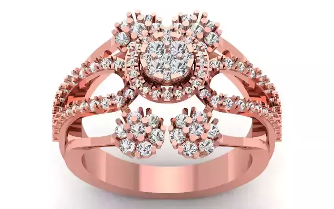 Open End Engagement Four Band Ring 3dm STL OBJ Renders Details 3D print model