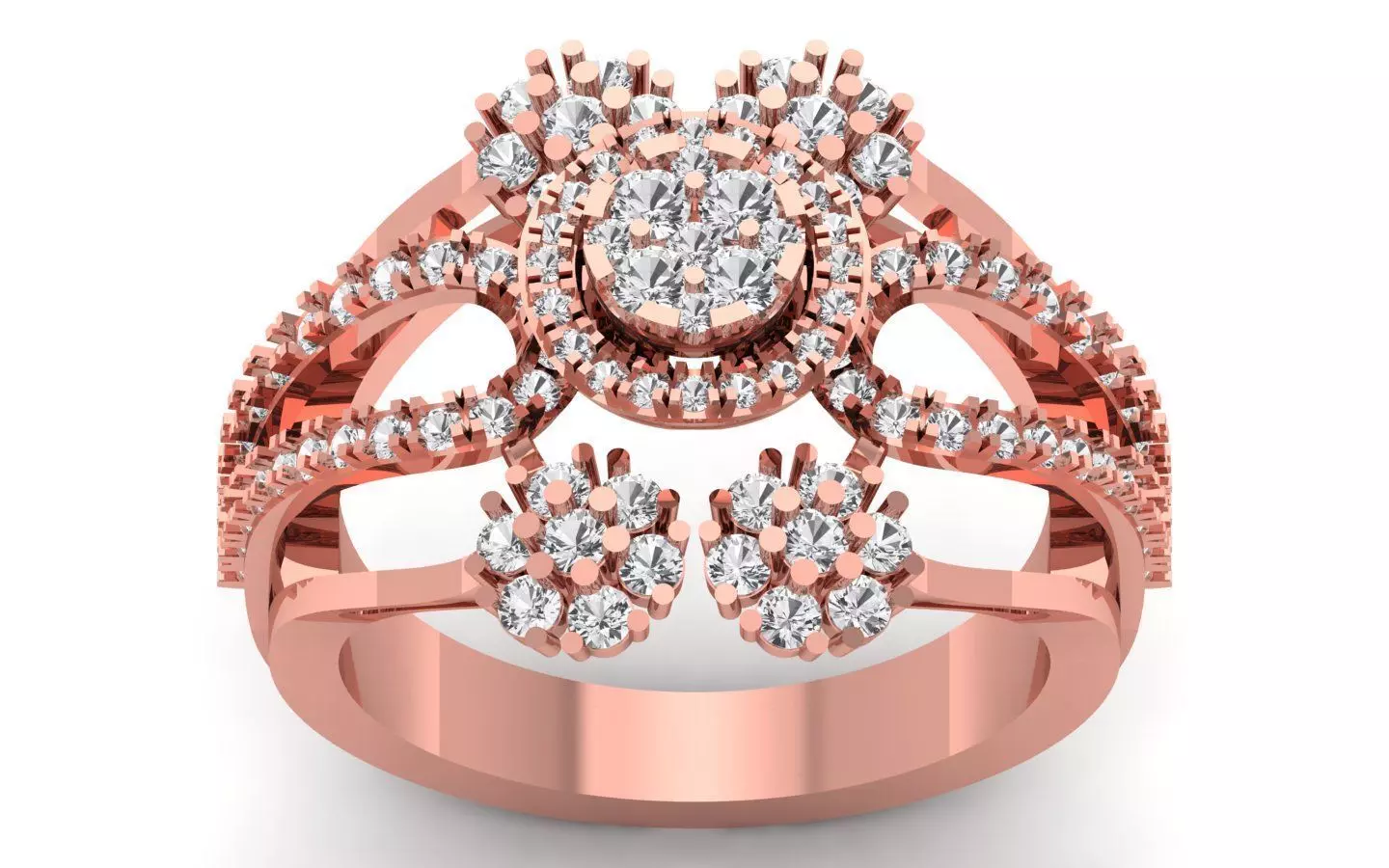 Open End Engagement Four Band Ring 3dm STL OBJ Renders Details 3D print model_0