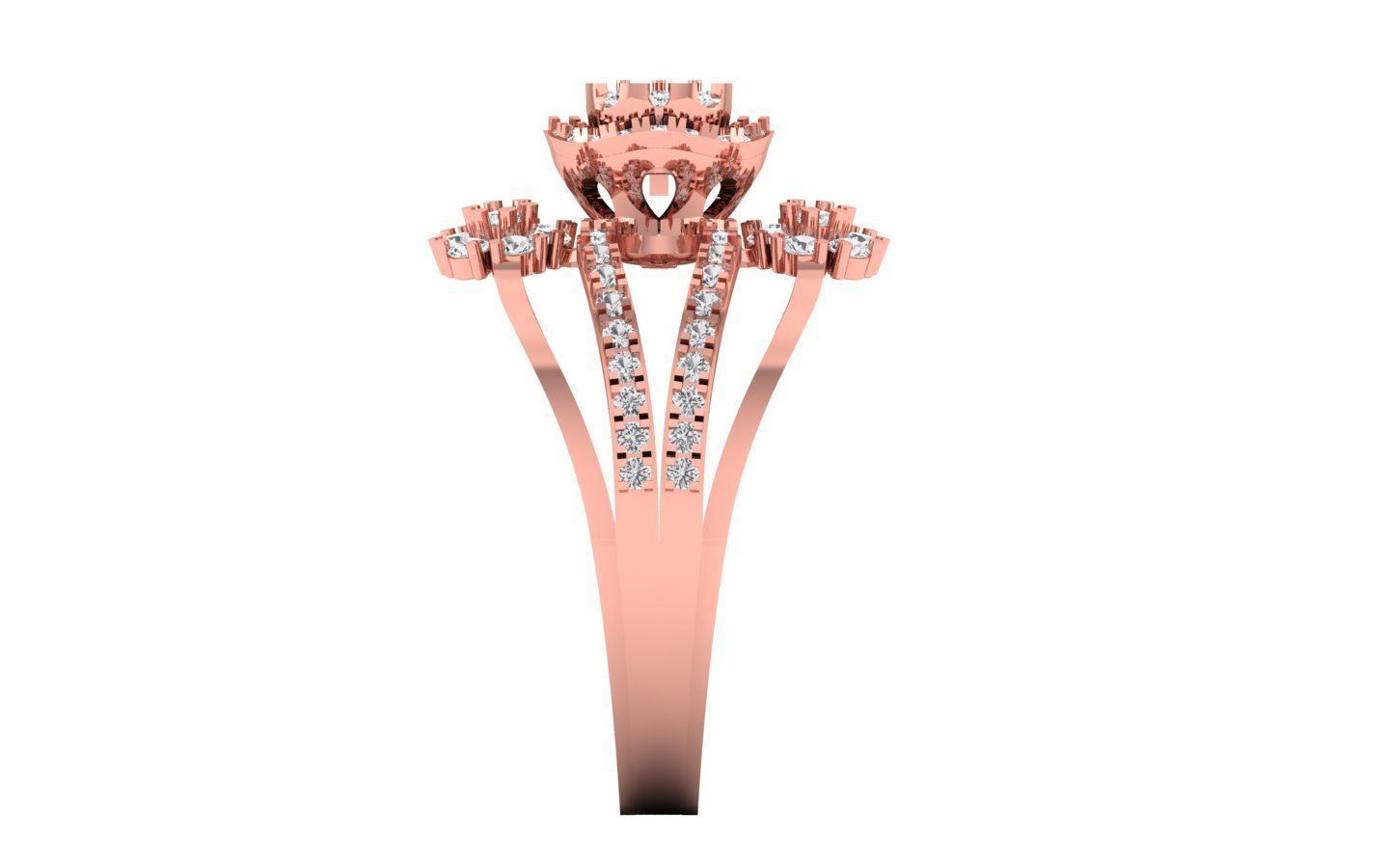 Open End Engagement Four Band Ring 3dm STL OBJ Renders Details 3D print model_2