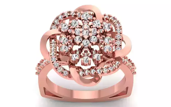 Women Flower Bridal Ring 3dm STL OBJ FBX Renders Details