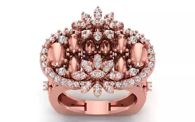 Women Flower Bridal Ring 3dm STL OBJ FBX Renders Details