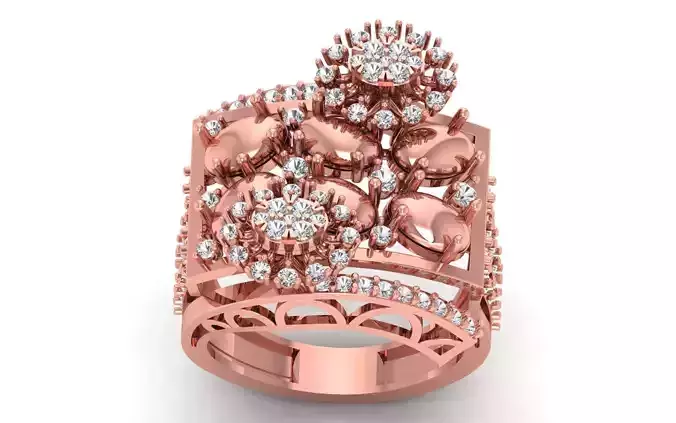 Women Flower Bridal Ring 3dm STL OBJ FBX Renders Details