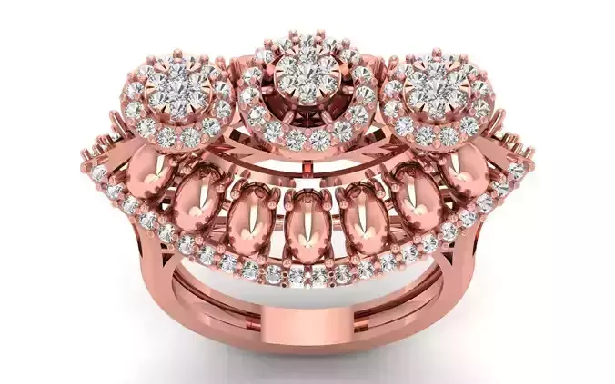 Women Flower Bridal Ring 3dm STL OBJ FBX Renders Details