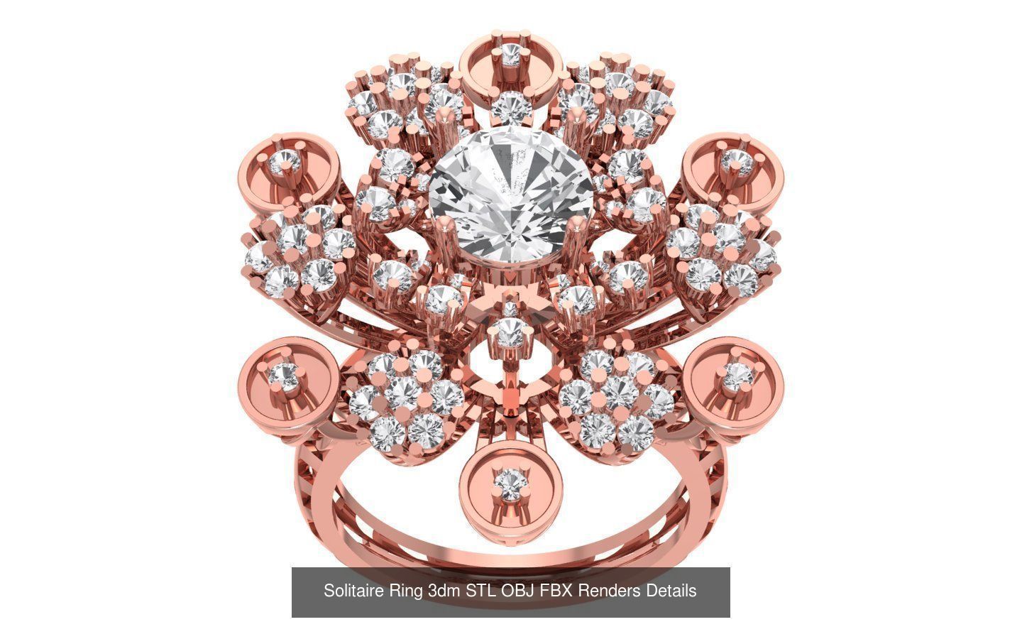 30 Heavy Solitaire Ring 3dm STL OBJ FBX Details Collection _13