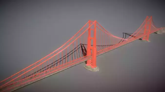 Golden Gate Bridge Low-poly 3D model