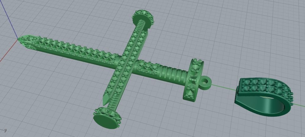 Pendant cross nail Model 2068 3D print model_4