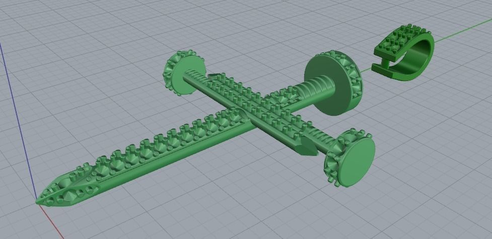 Pendant cross nail 35mm Model 2067 3D print model_3