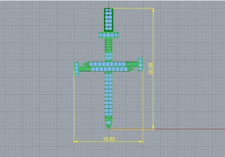 Pendant cross nail 35mm Model 2067 3D print model_5