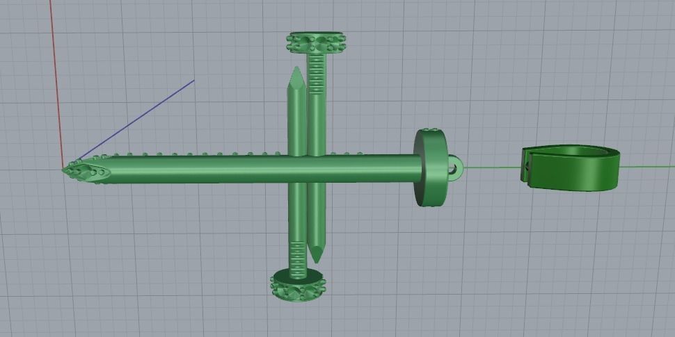 Pendant cross nail 35mm Model 2067 3D print model_4