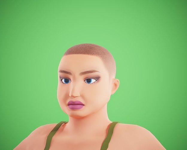 cartoon rigged  woman Free low-poly 3D model