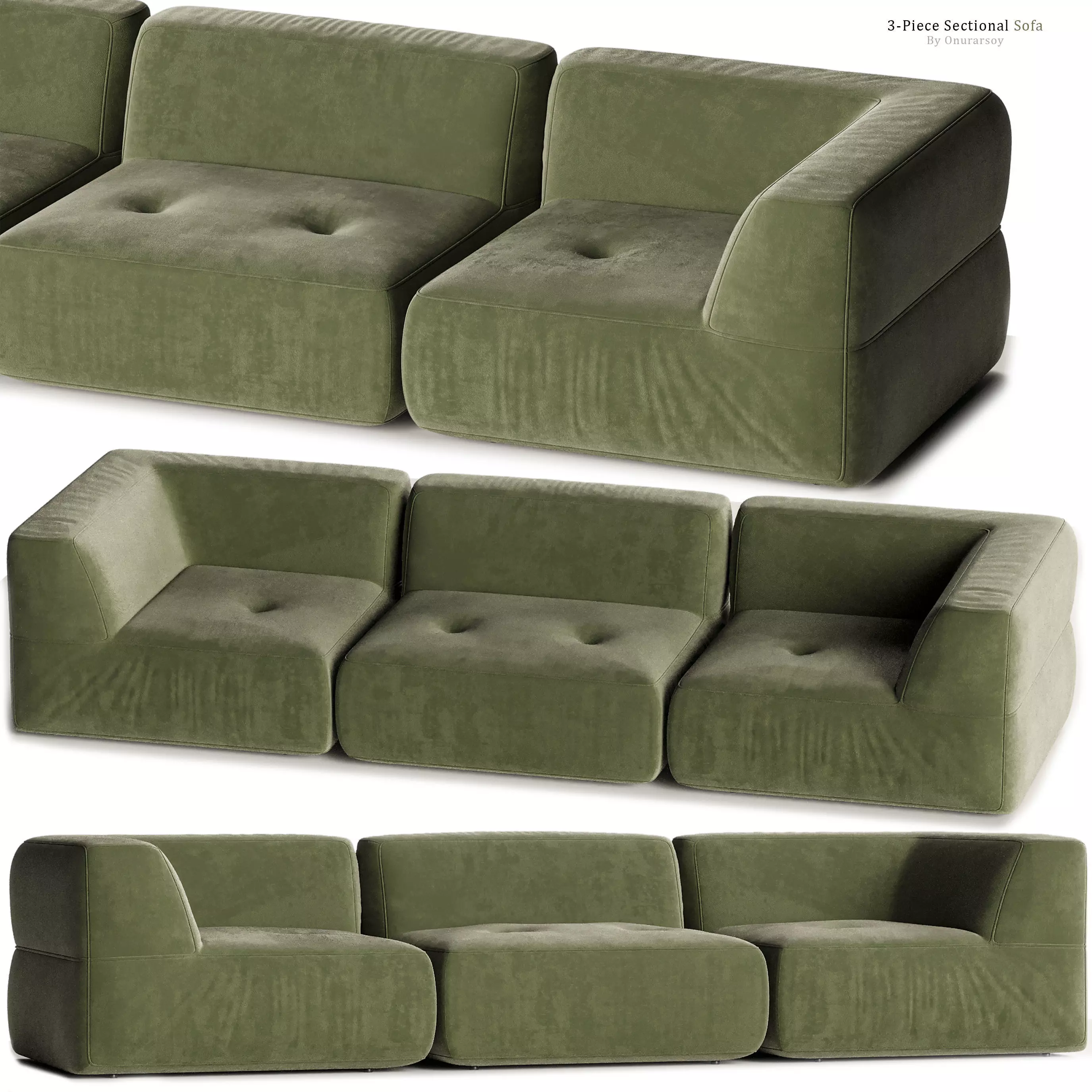 Crate and barrel Angolare  Sectional Sofa 3D model_0