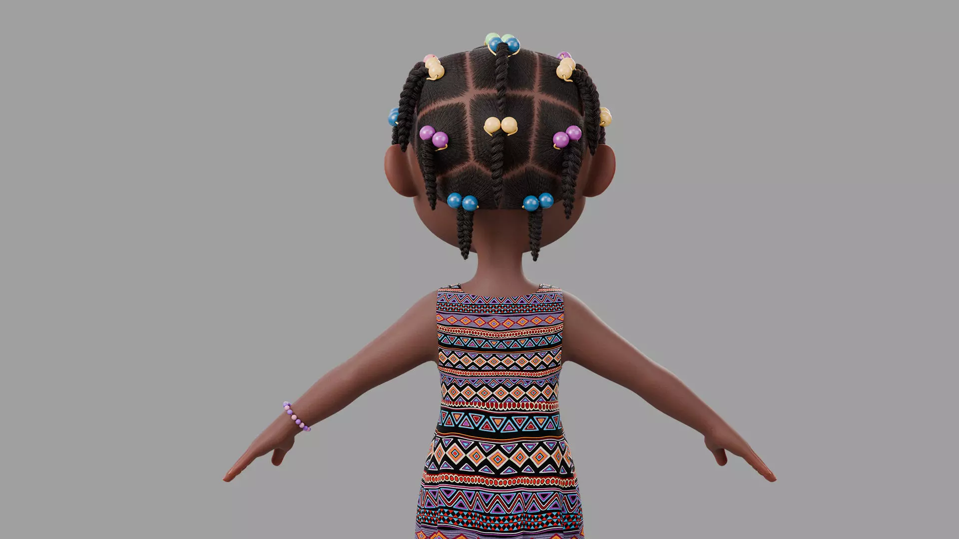 Cartoon girl Rigged Low-poly 3D model_18