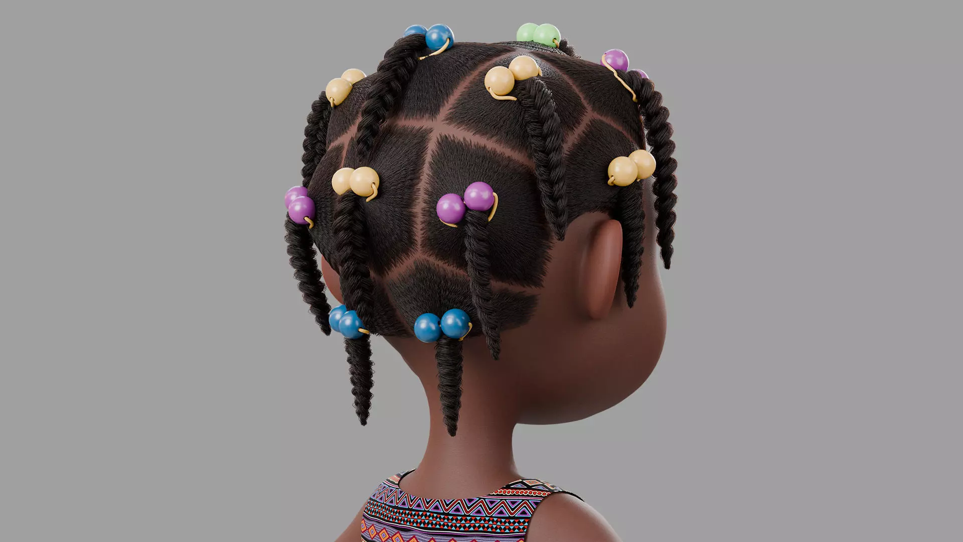 Cartoon girl Rigged Low-poly 3D model_11