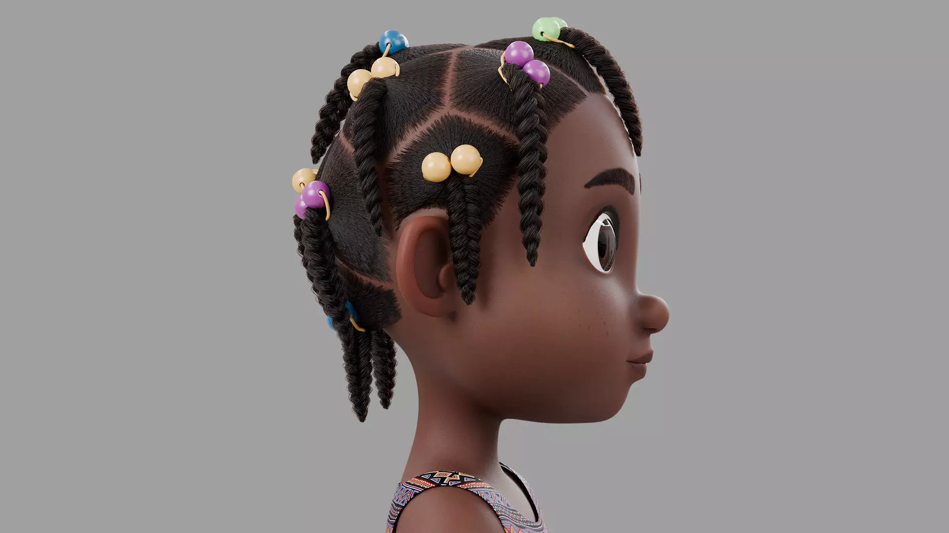 Cartoon girl Rigged Low-poly 3D model_12