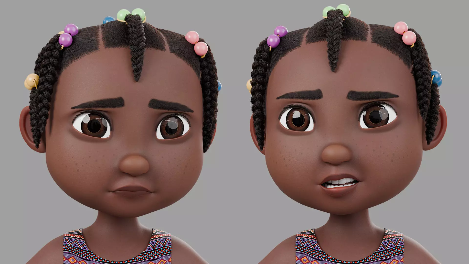 Cartoon girl Rigged Low-poly 3D model_5