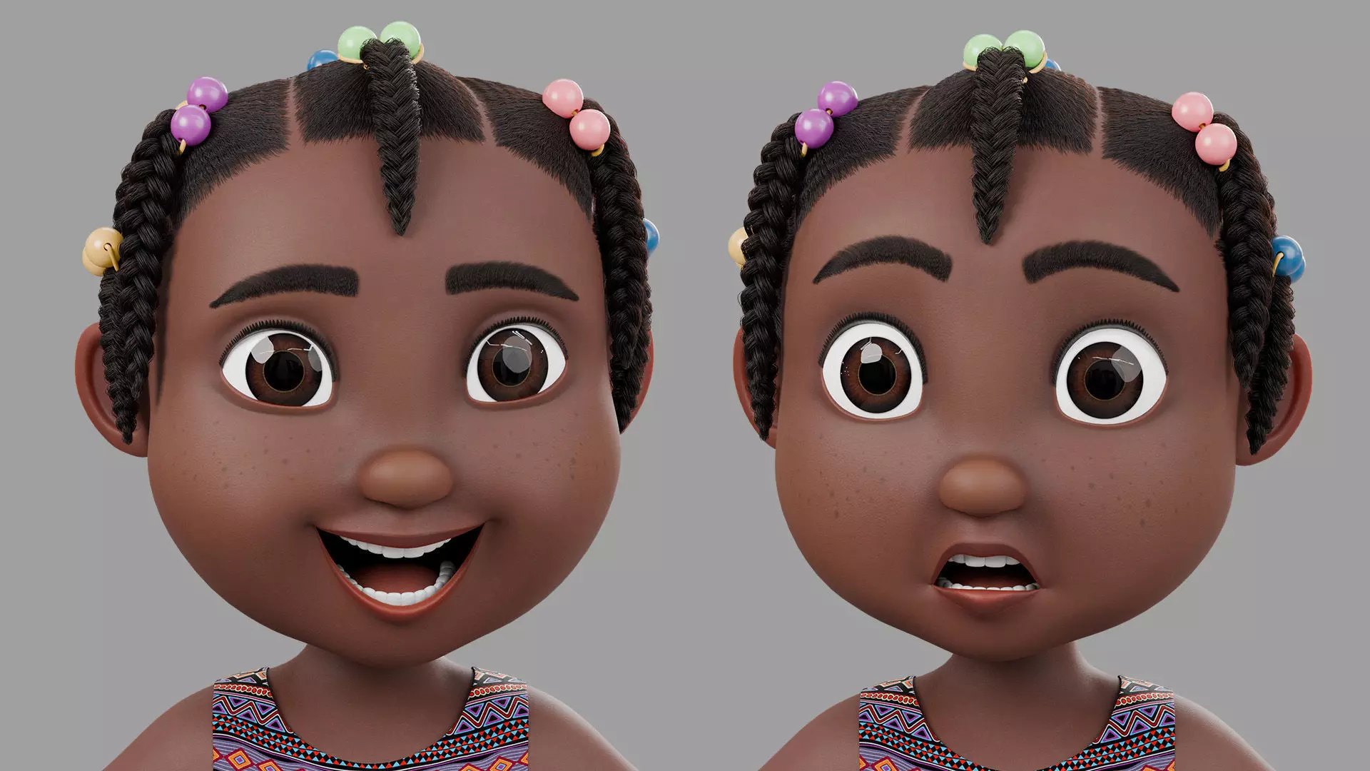 Cartoon girl Rigged Low-poly 3D model_3