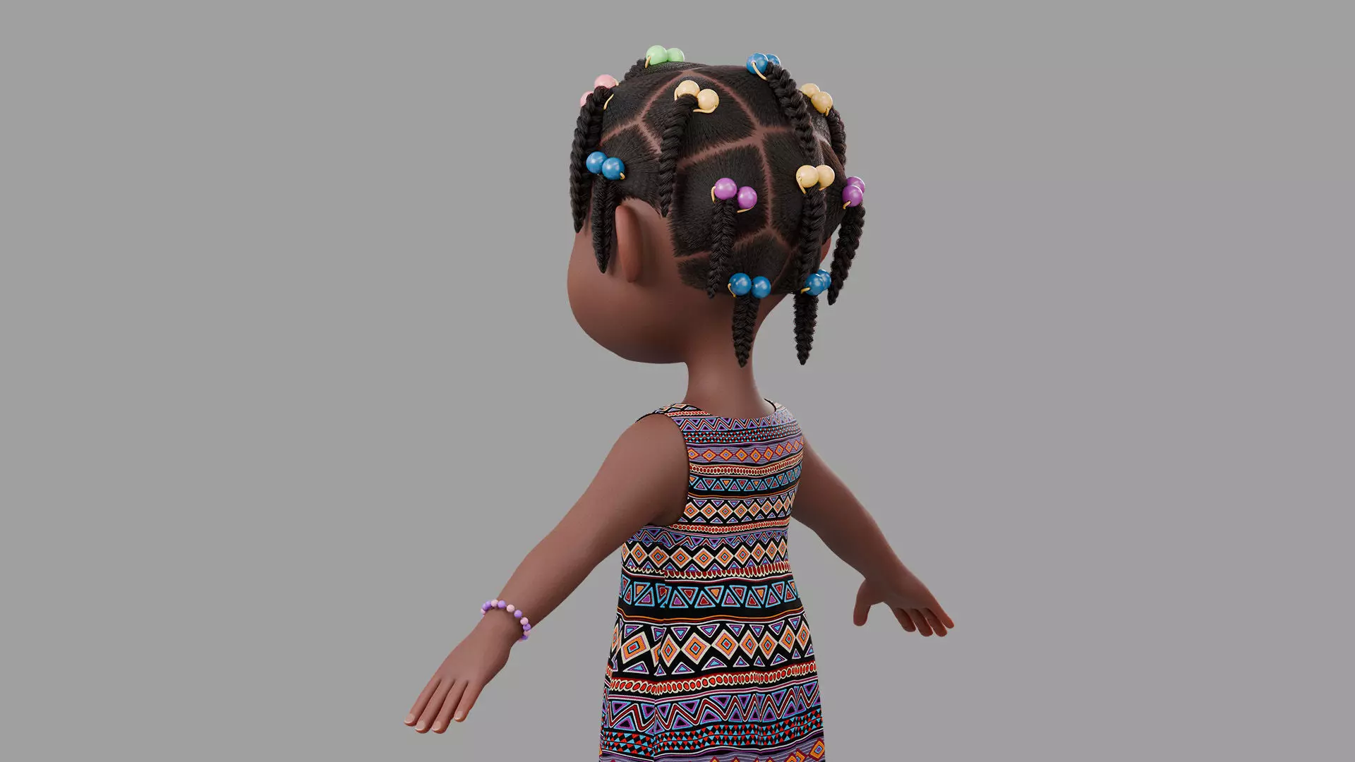 Cartoon girl Rigged Low-poly 3D model_17