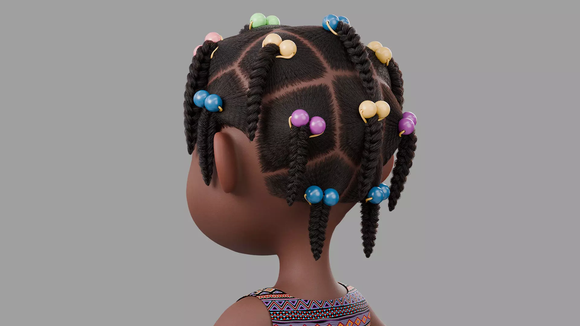 Cartoon girl Rigged Low-poly 3D model_9