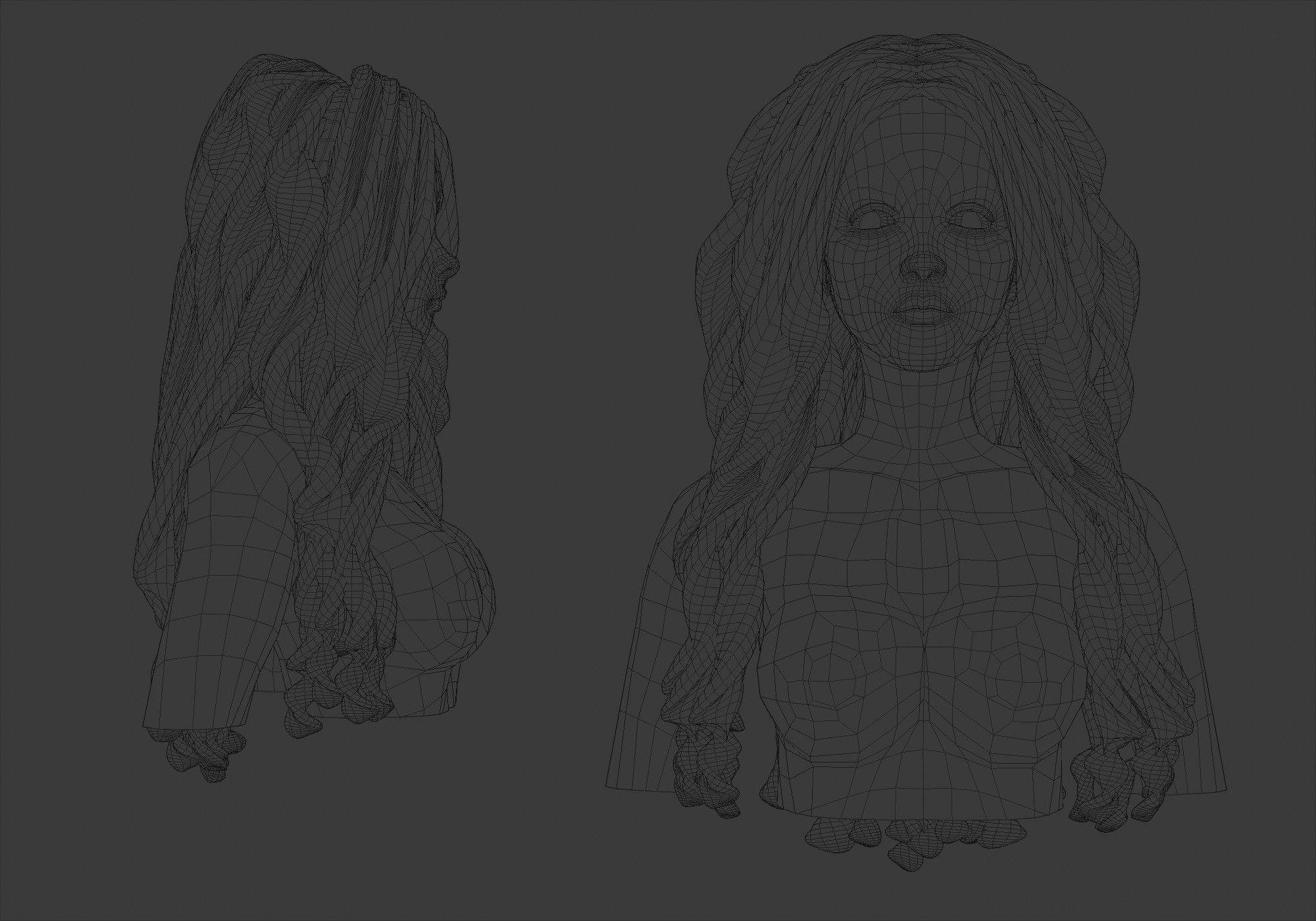 Wavy Female Hairstyle V35008 3D model_5