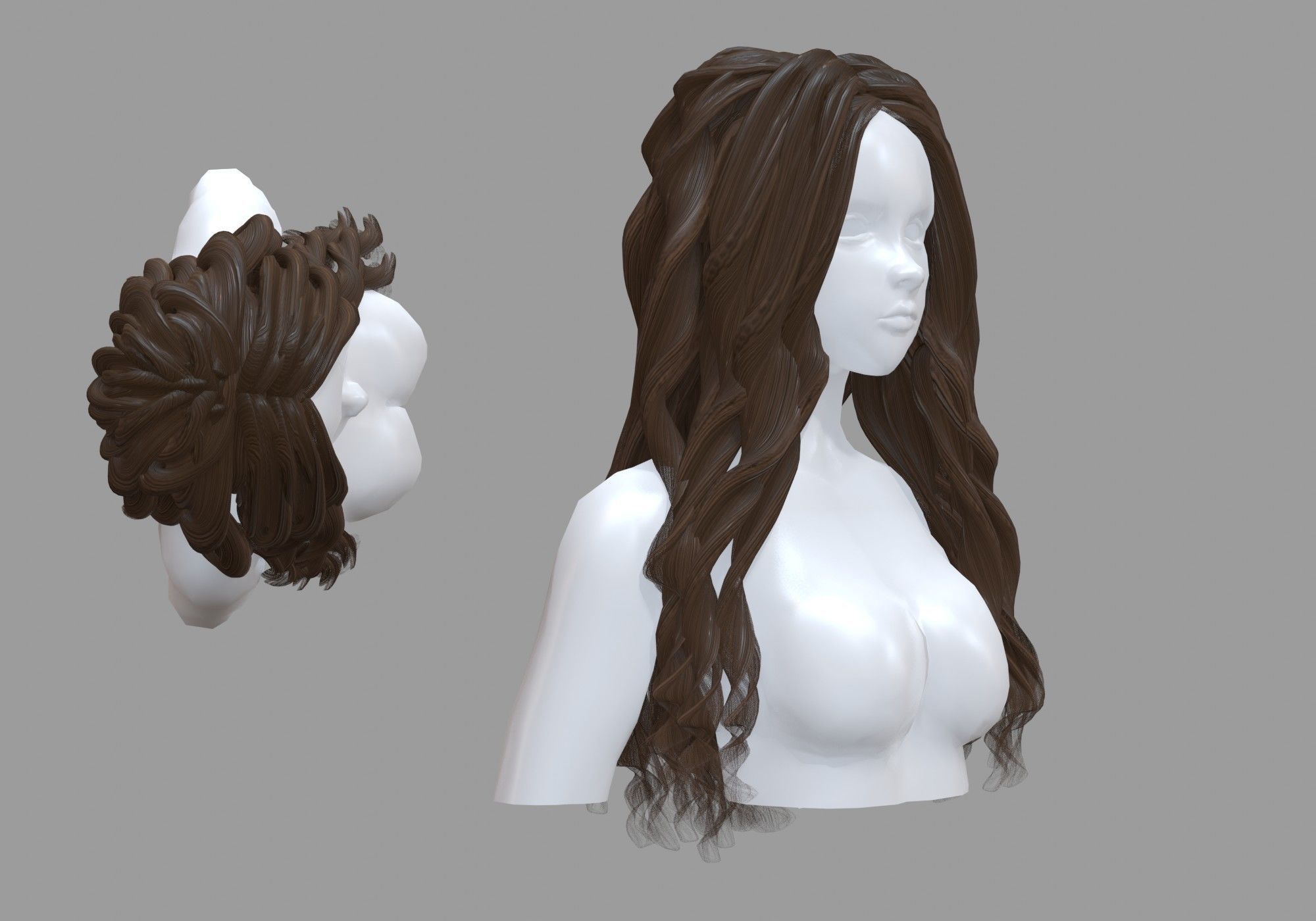 Wavy Female Hairstyle V35008 3D model_1