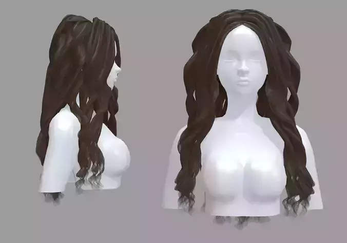 Wavy Female Hairstyle V35008 3D model