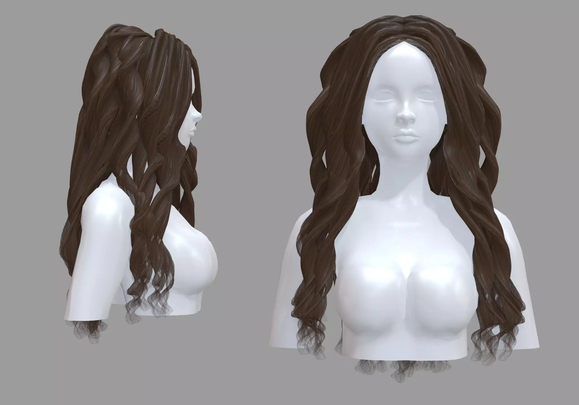 Wavy Female Hairstyle V35008 3D model_0