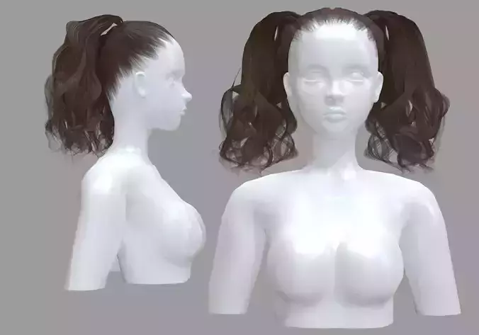 Two Pigtails Hairstyle V26437  3D model